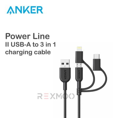 rexmoo Anker Powerline II USB- A to 3 in 1 Charging Cable