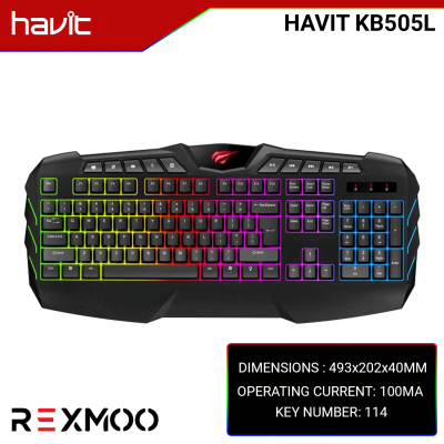 Rexmoo Havit KB505L Multi Function USB Backlit Gaming Keyboard