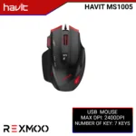 Rexmoo Havit GameNote HV-MS1005 USB 7 Key Fire Button Gaming Mouse Black