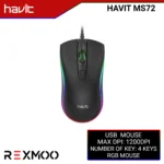 Rexmoo Havit MS72 Cool RGB LED USB Gaming Mouse Black